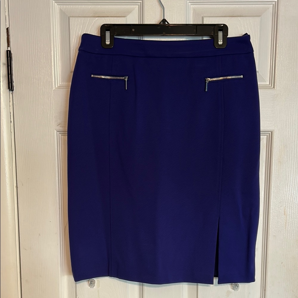 Boss Blue Knee-Length Pencil Skirt with Slit